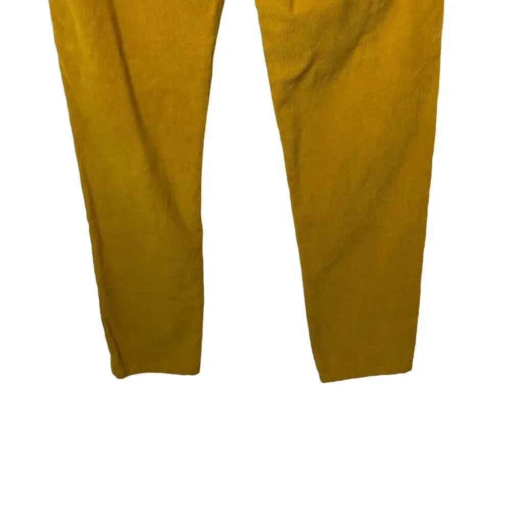 PRAIRIE UNDERGROUND Side Zip Corduroy Leggings Gold Mustard Yellow Size Medium